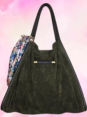 ASOS - viral Olive Green Suede Tote Bag